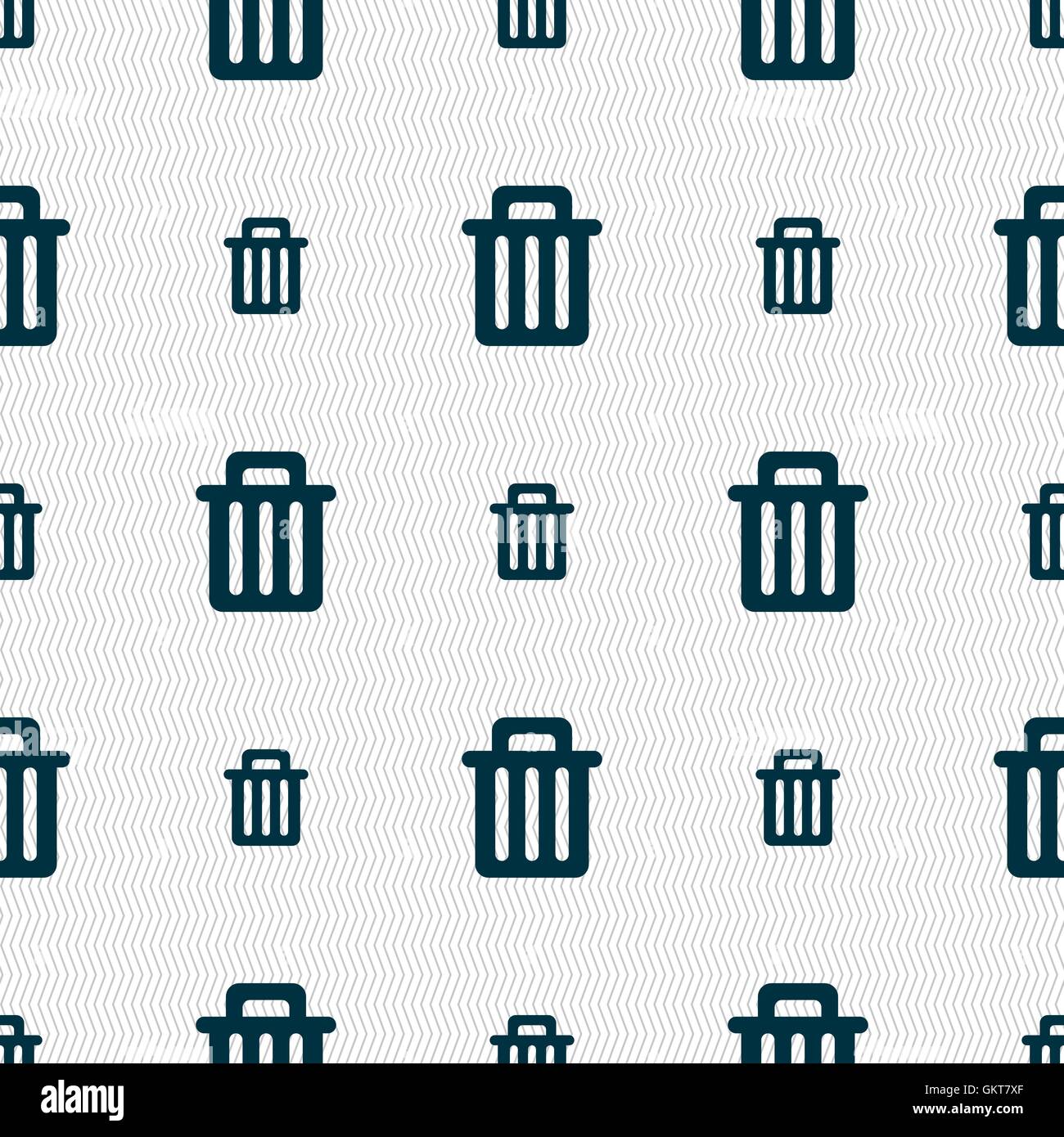 Recycle bin icon sign. Seamless pattern with geometric texture. Vector ...