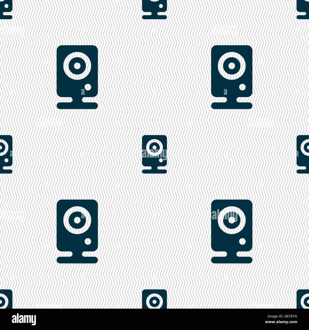 Web cam icon sign. Seamless pattern with geometric texture. Vector Stock Vector