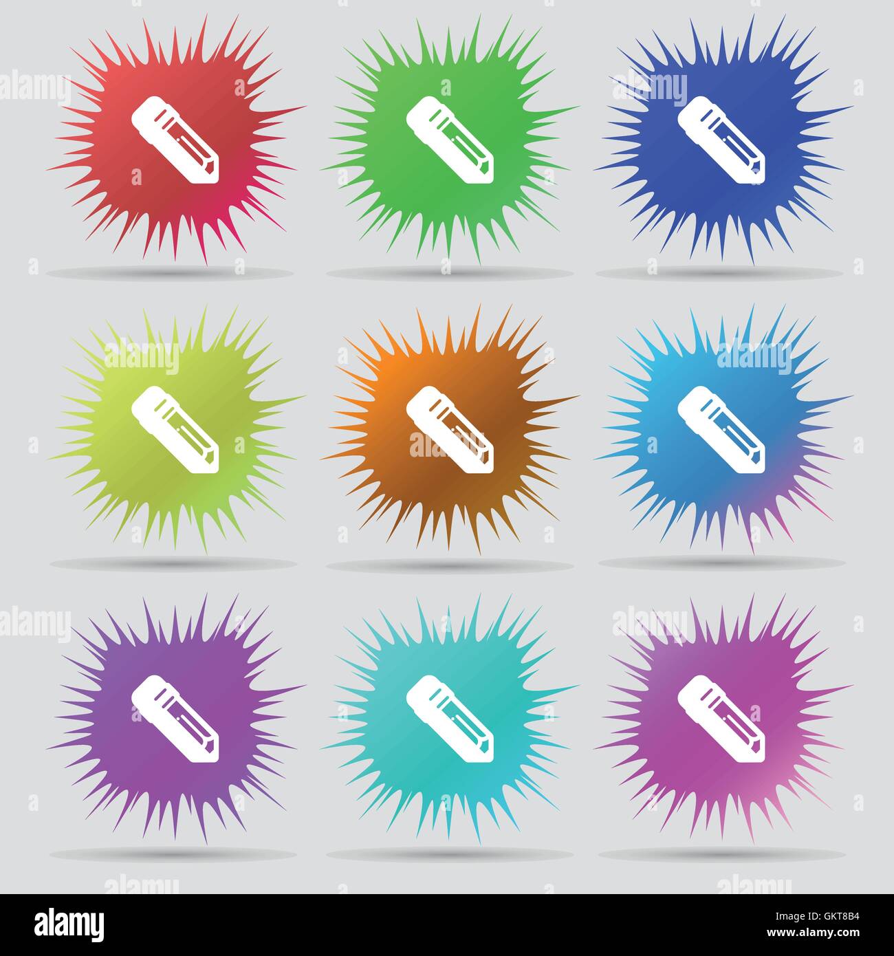 pencil icon sign. A set of nine original needle buttons. Vector Stock ...