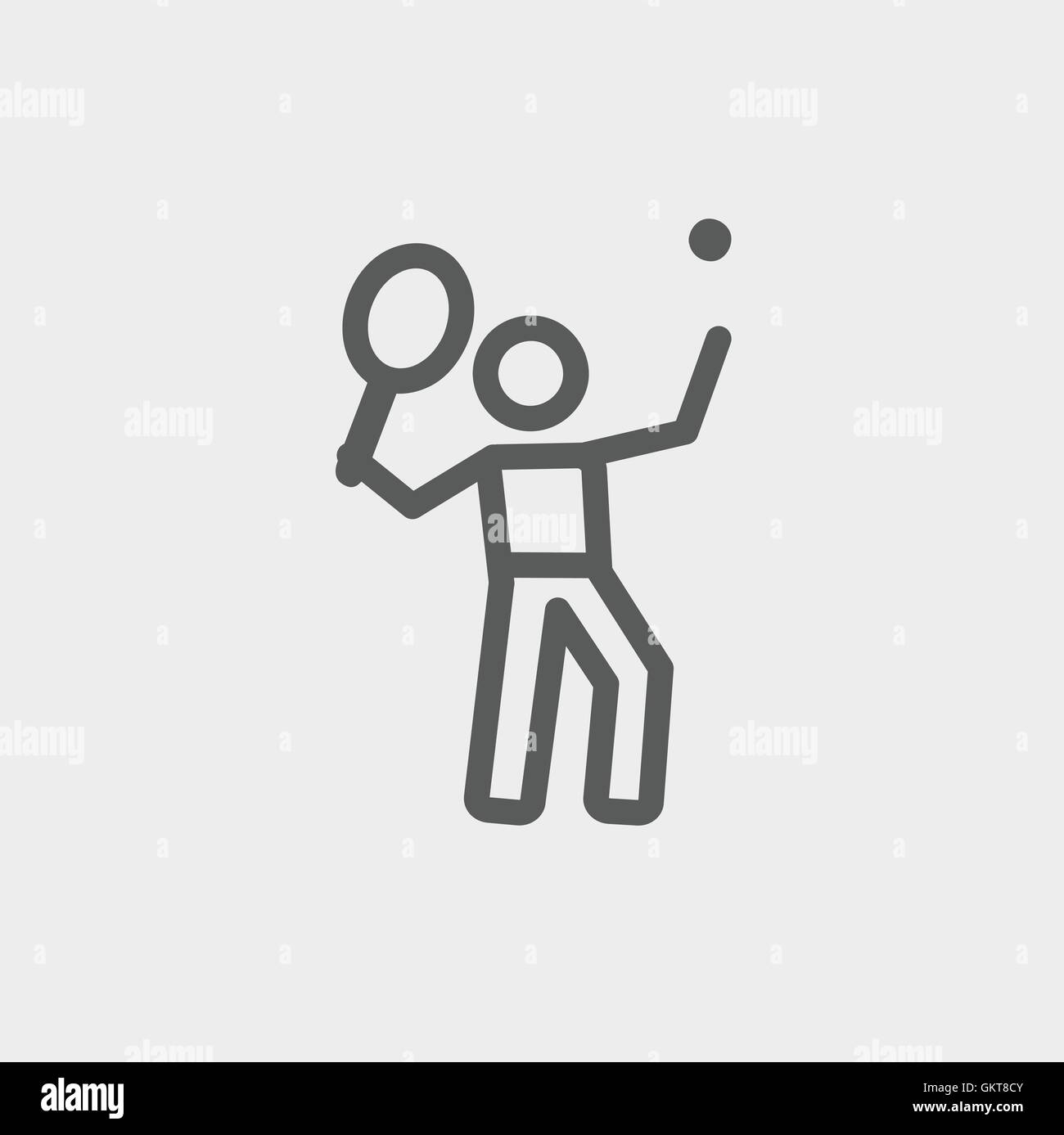 Tennis player in serving position thin line icon Stock Vector