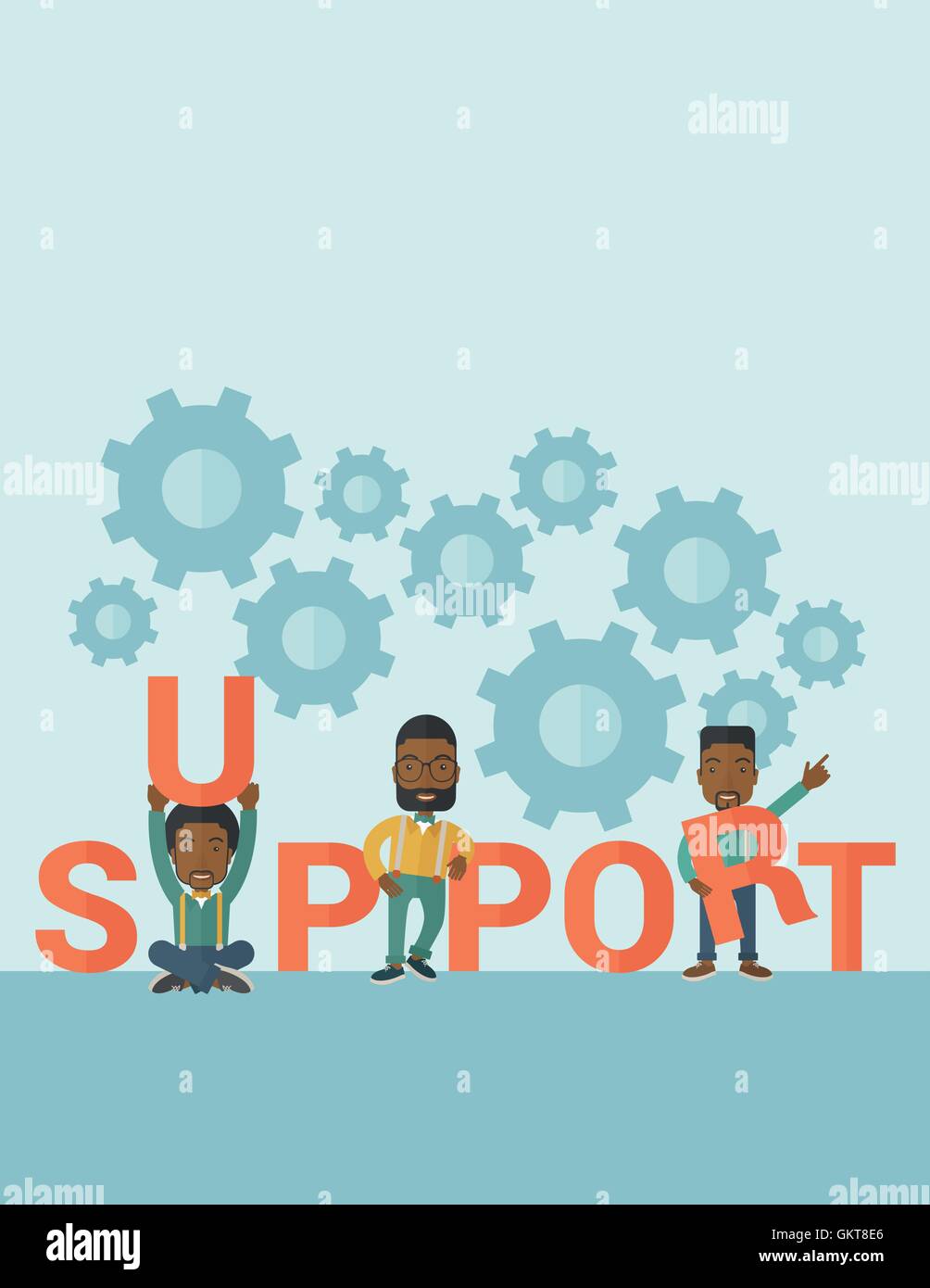 Three black men standing in the word support Stock Vector Image & Art