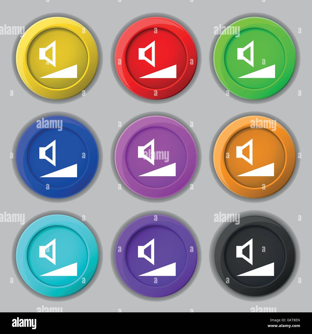 volume, sound icon sign. symbol on nine round colourful buttons. Vector ...