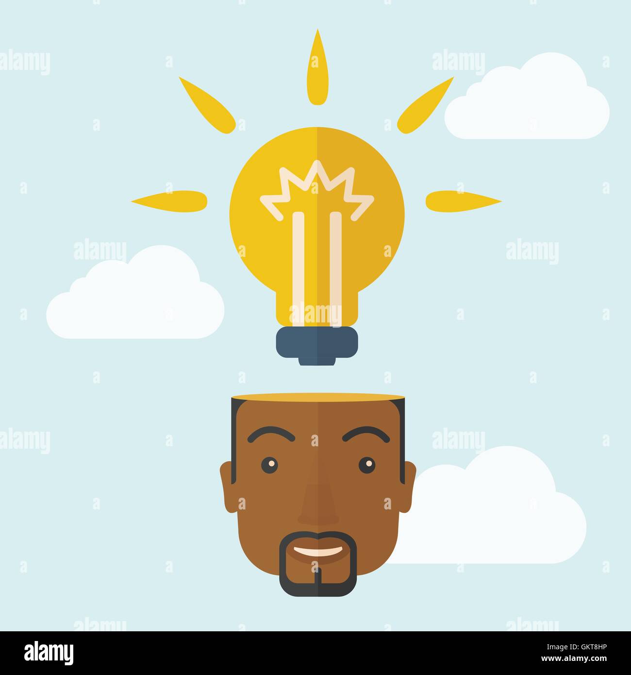 Black businessman with bulb on his head Stock Vector Image & Art - Alamy