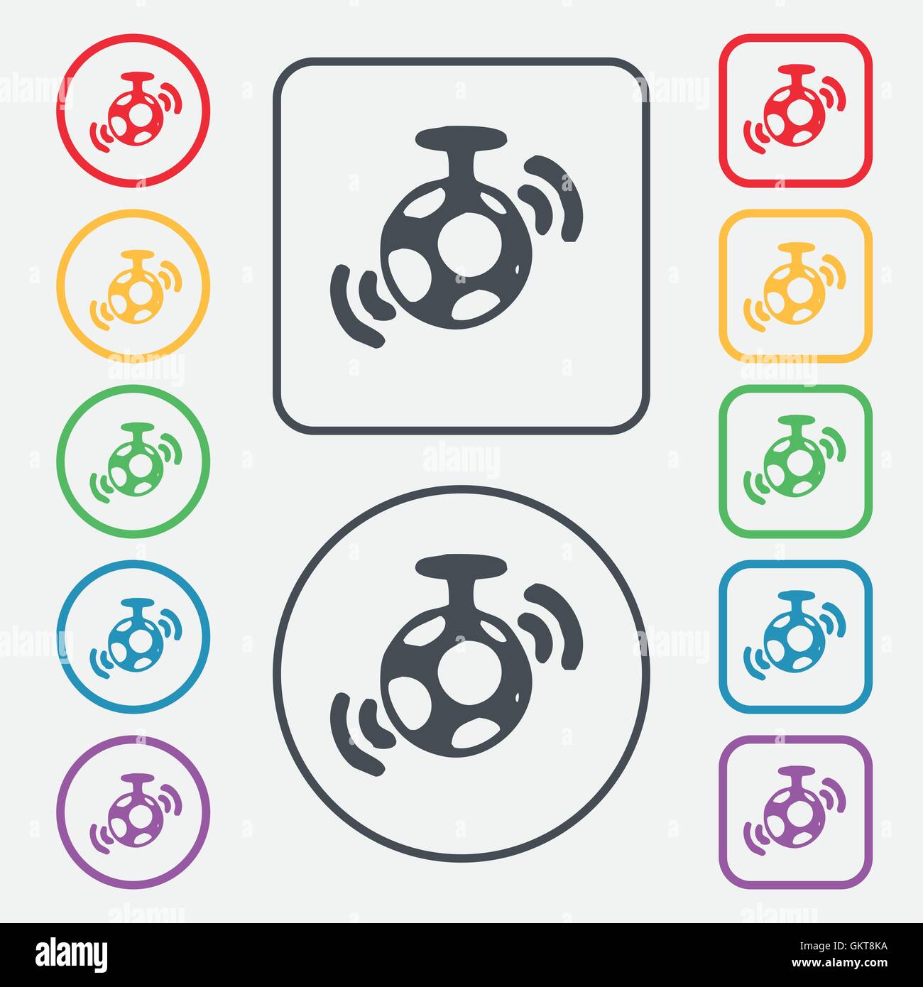 mirror ball disco icon sign. symbol on the Round and square buttons with frame. Vector Stock
