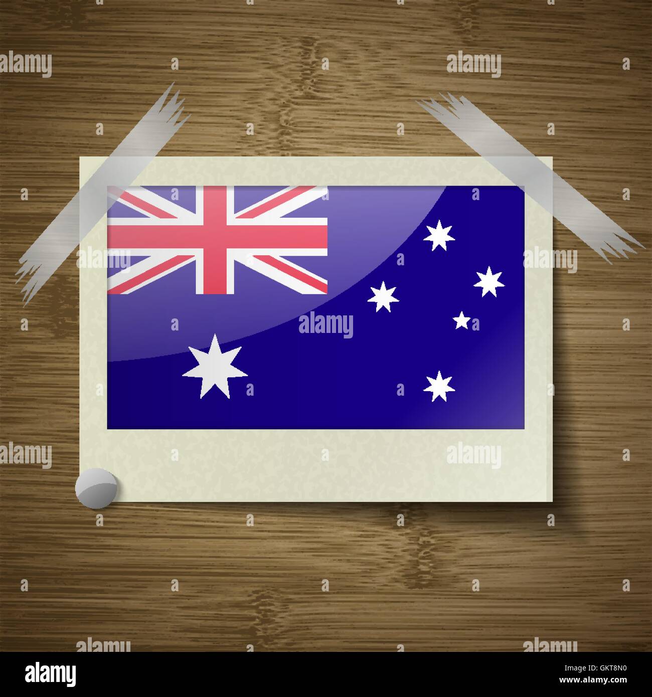 Flags Australia at frame on wooden texture. Vector Stock Vector Image