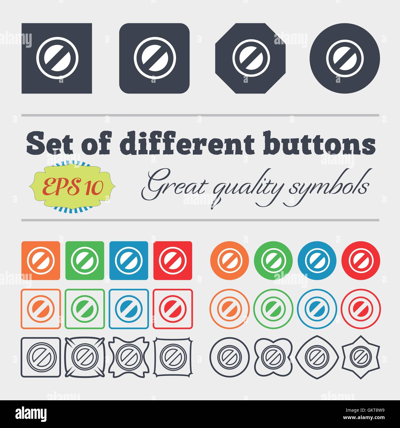 Cancel icon sign. Big set of colorful, diverse, high-quality buttons. Vector Stock Vector