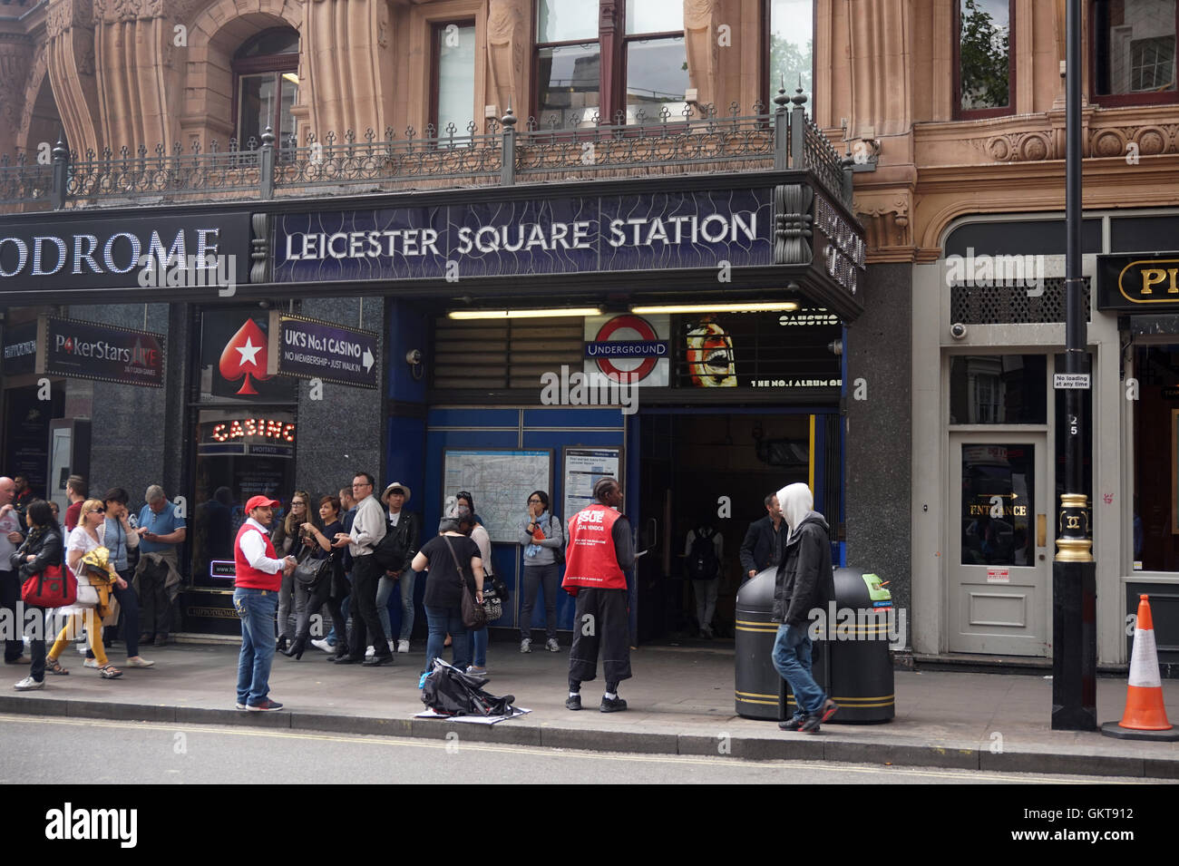 The entrance to Leicester Square Station, London Stock Photo Alamy