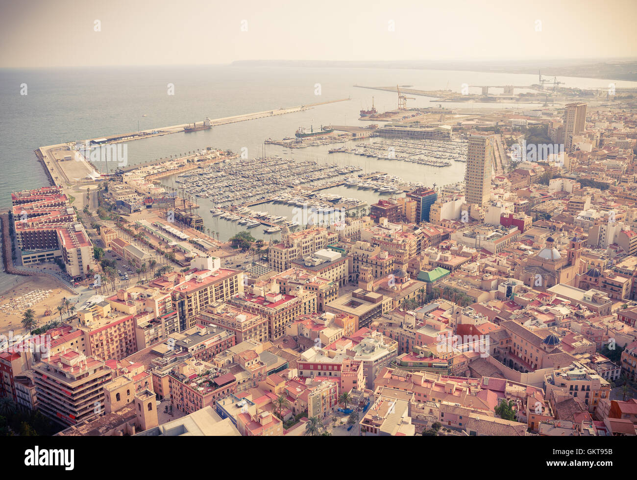 Coast and Harbor of Alicante from Santa Barbara Castle Stock Photo - Alamy