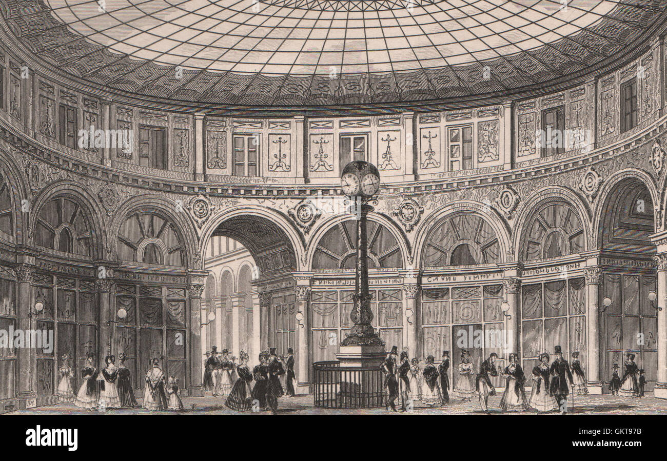PARIS. Rotonde, Passage Colbert. BICKNELL, antique print 1845 Stock Photo