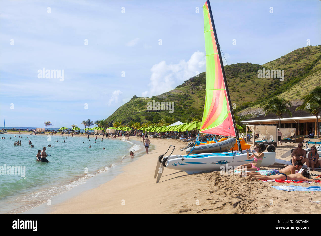 Carambola Beach at Saint Kitts Caribbean Stock Photo