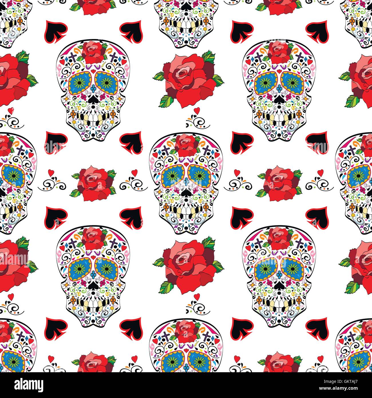 Sugar skull vector seamless pattern on background Stock Vector Image ...