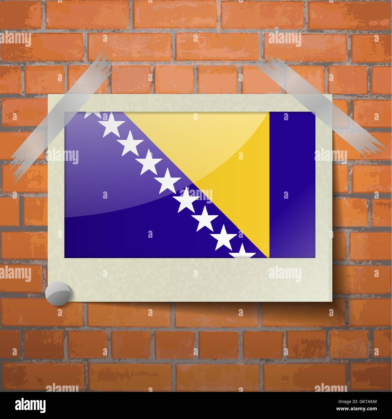 Flags of Bosnia and Herzegovina scotch taped to a red brick wall Stock ...