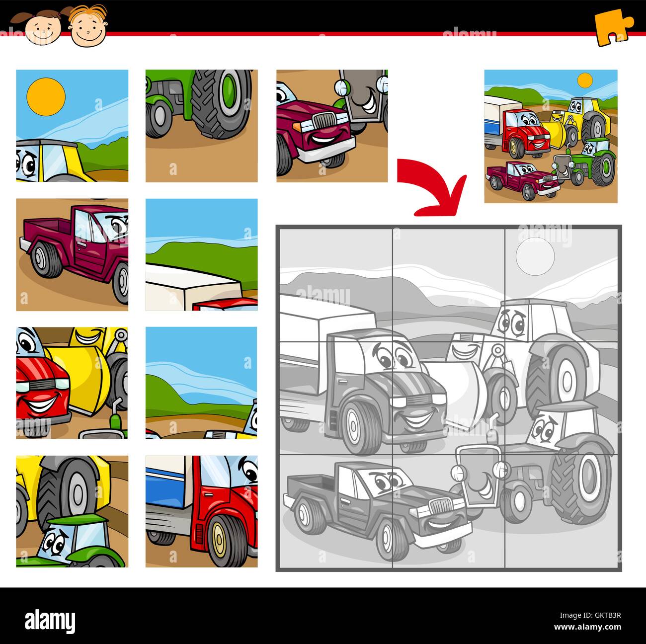 cartoon vehicles jigsaw puzzle game Stock Vector Image & Art Alamy