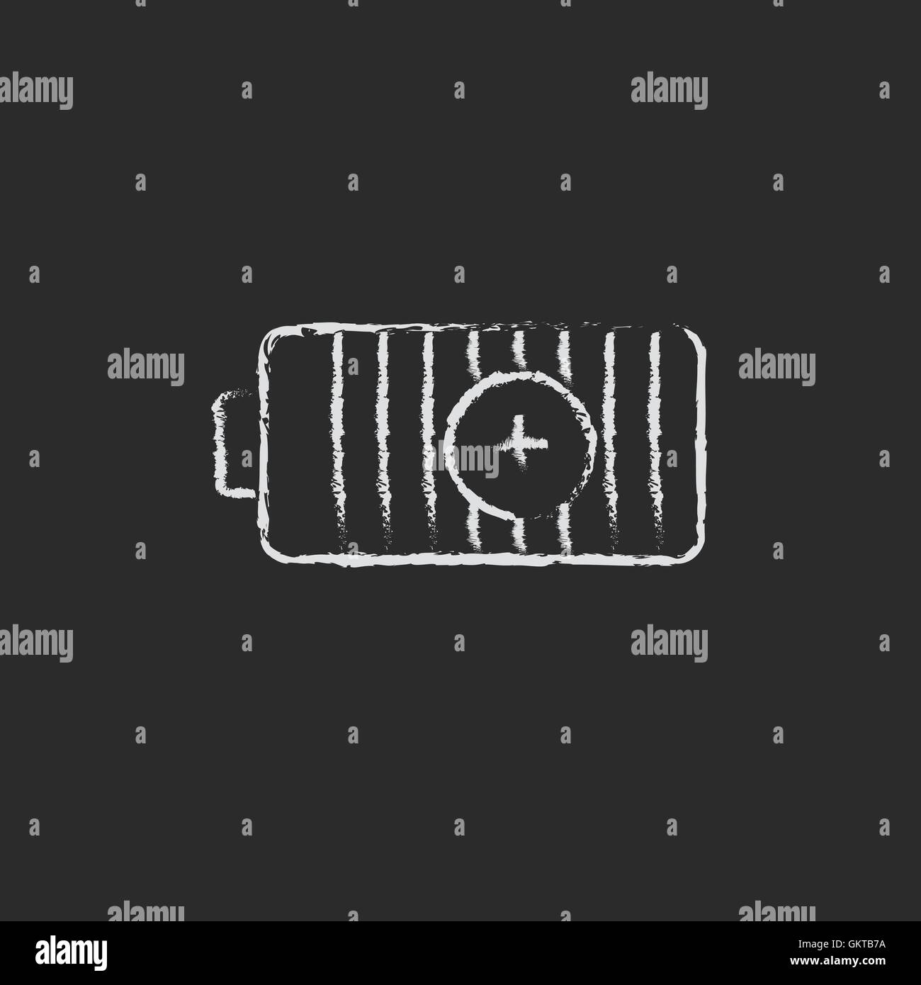 Positive power battery drawn in chalk Stock Vector