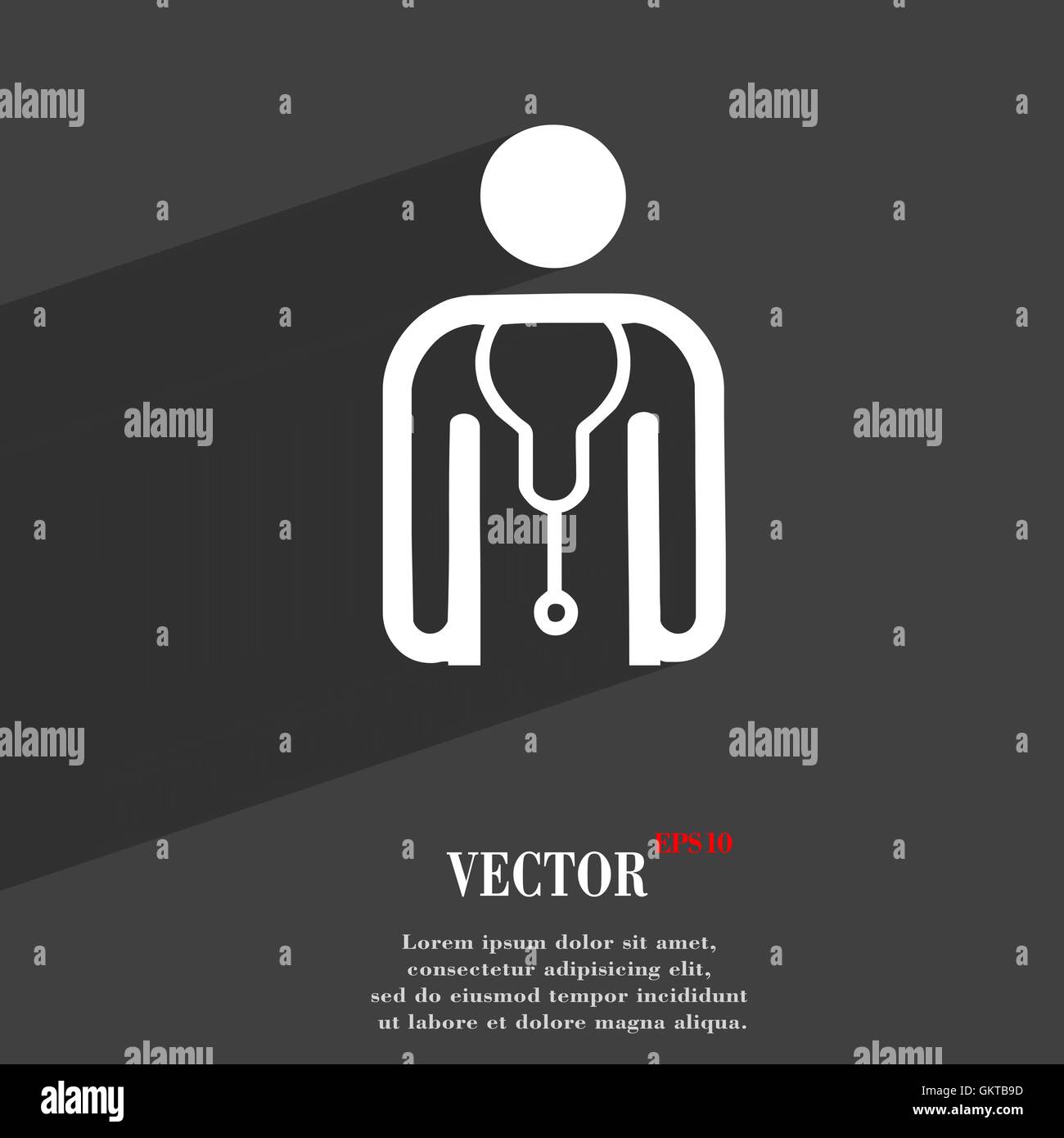 doctor icon symbol Flat modern web design with long shadow and space ...