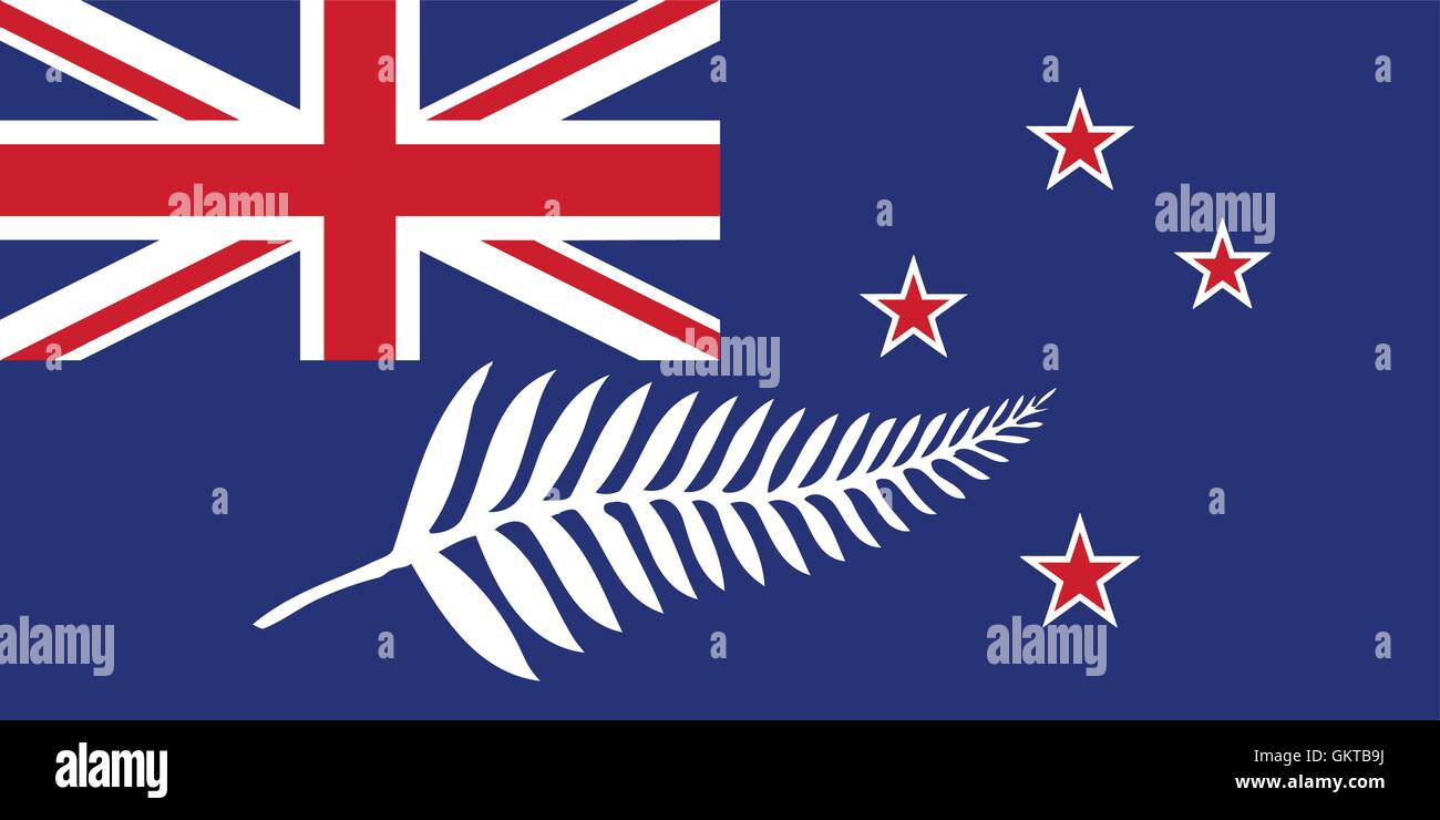 New Zealand Flag With Silver Fern Stock Vector