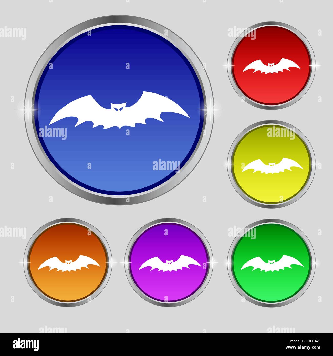 bat icon sign. Round symbol on bright colourful buttons. Vector Stock ...