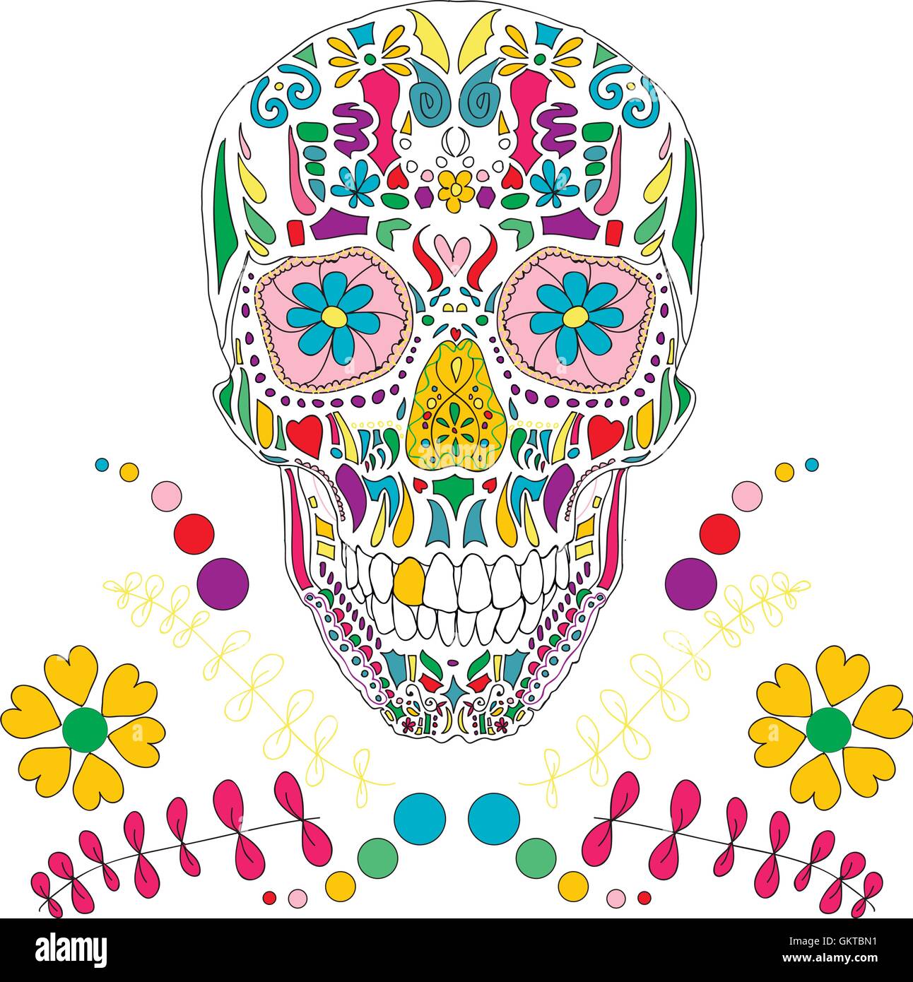 Skull with floral ornament 2.Vector illustration Stock Vector Image ...