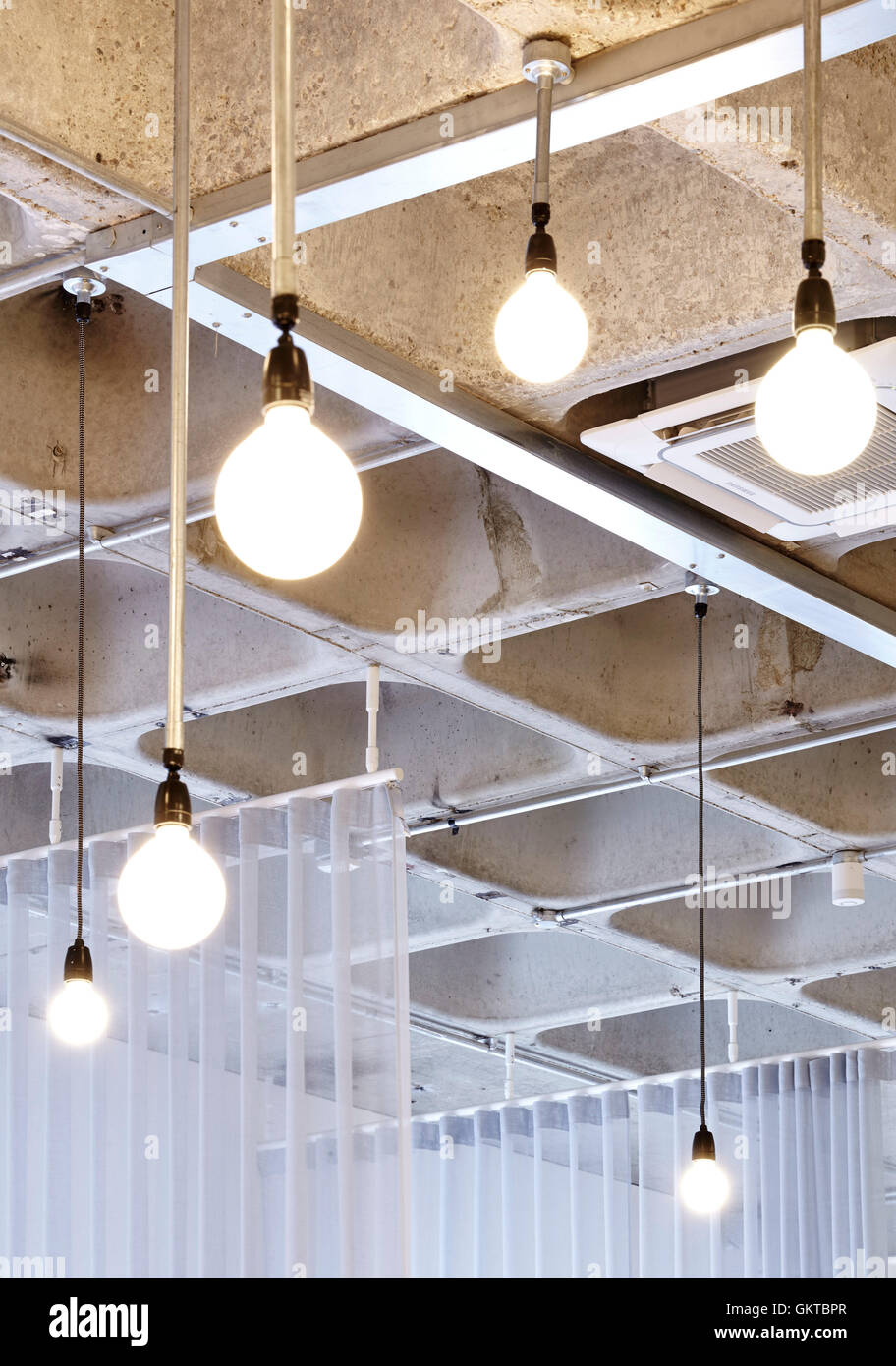 Detail Of Globe Lighting And Original Coffered Concrete