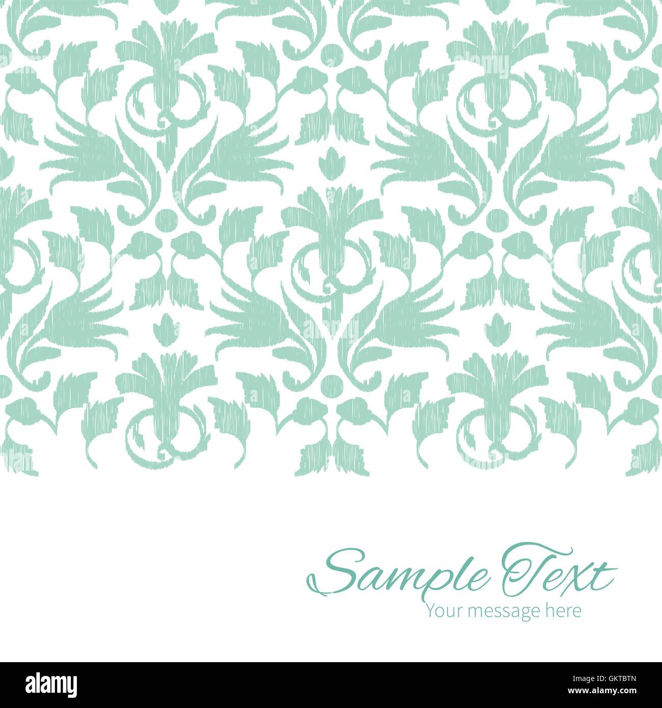 Vector abstract green ikat horizontal border card template Stock Vector