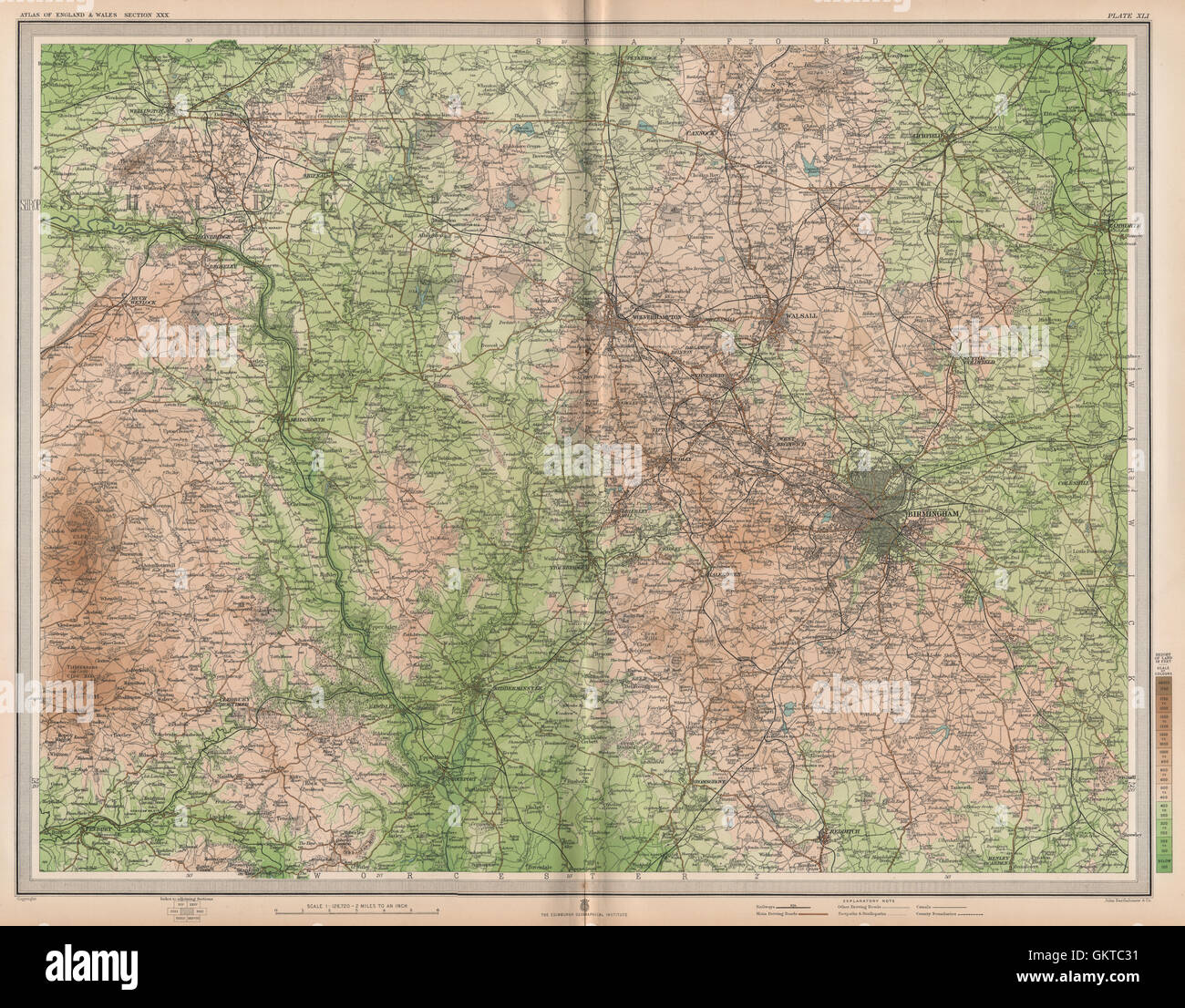 W MIDLANDS/SEVERN VALLEY. Birmingham Shropshire Hills Wolverhampton, 1903 map Stock Photo