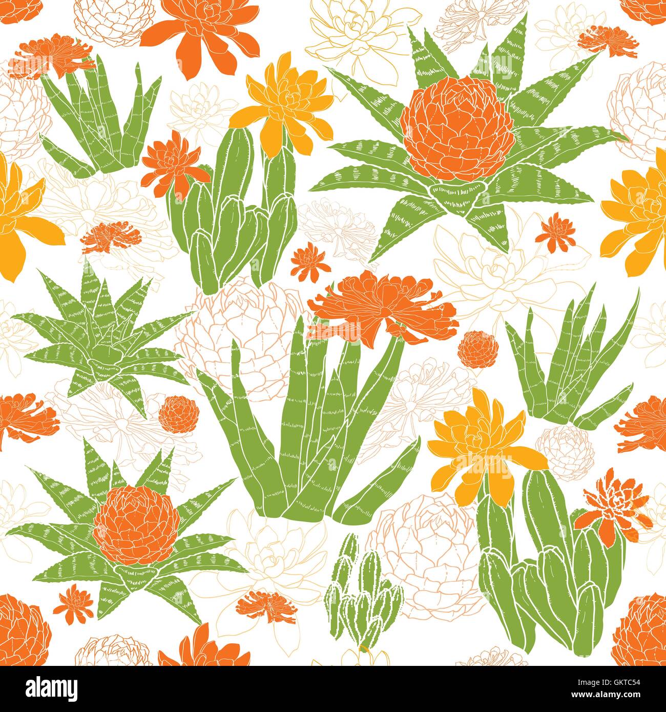 Vector Green Golden Succulents Seamless Pattern Stock Vector Image ...
