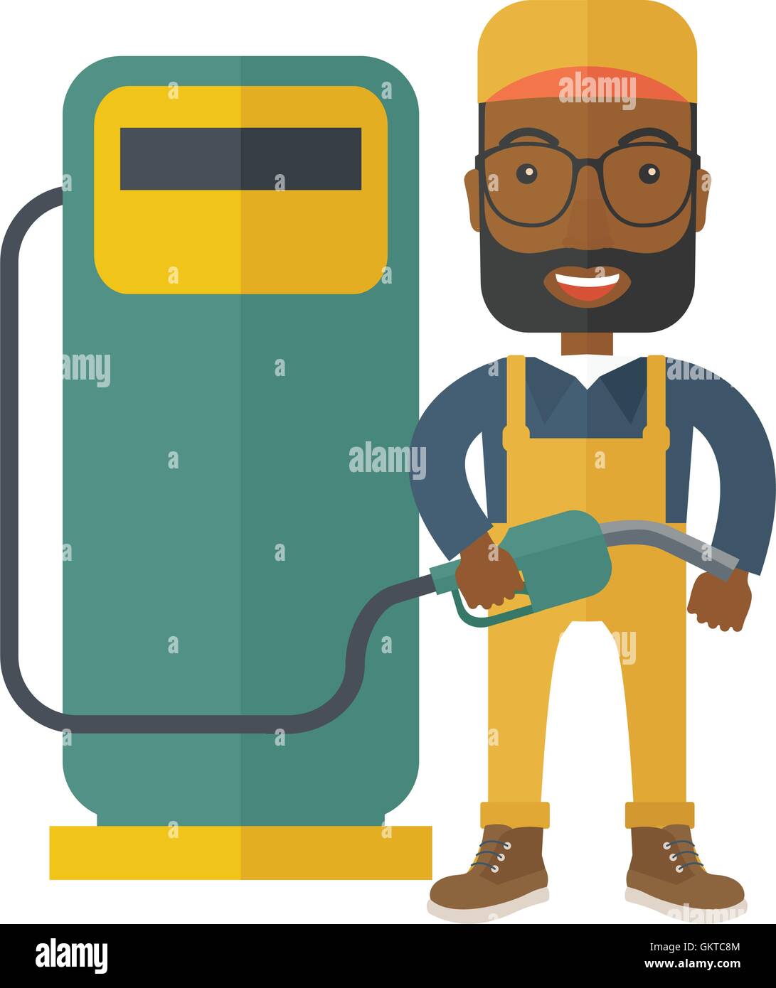 Gasoline boy with gas pump Stock Vector