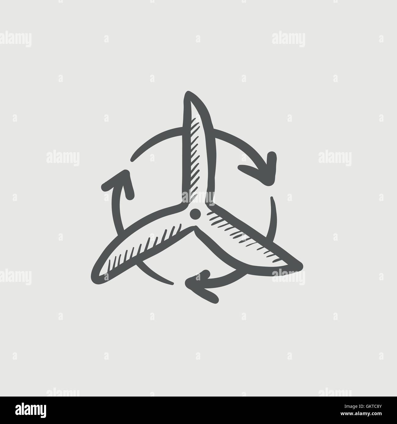 Windmill with arrow sketch icon Stock Vector