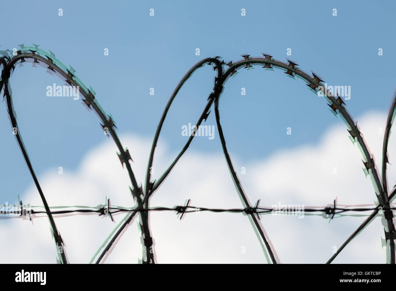 Barbed wire fence of restricted area Stock Photo - Alamy