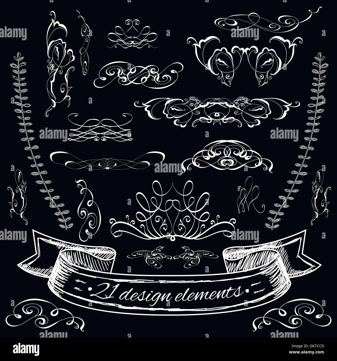Vector set of calligraphic design elements Stock Vector Image & Art - Alamy