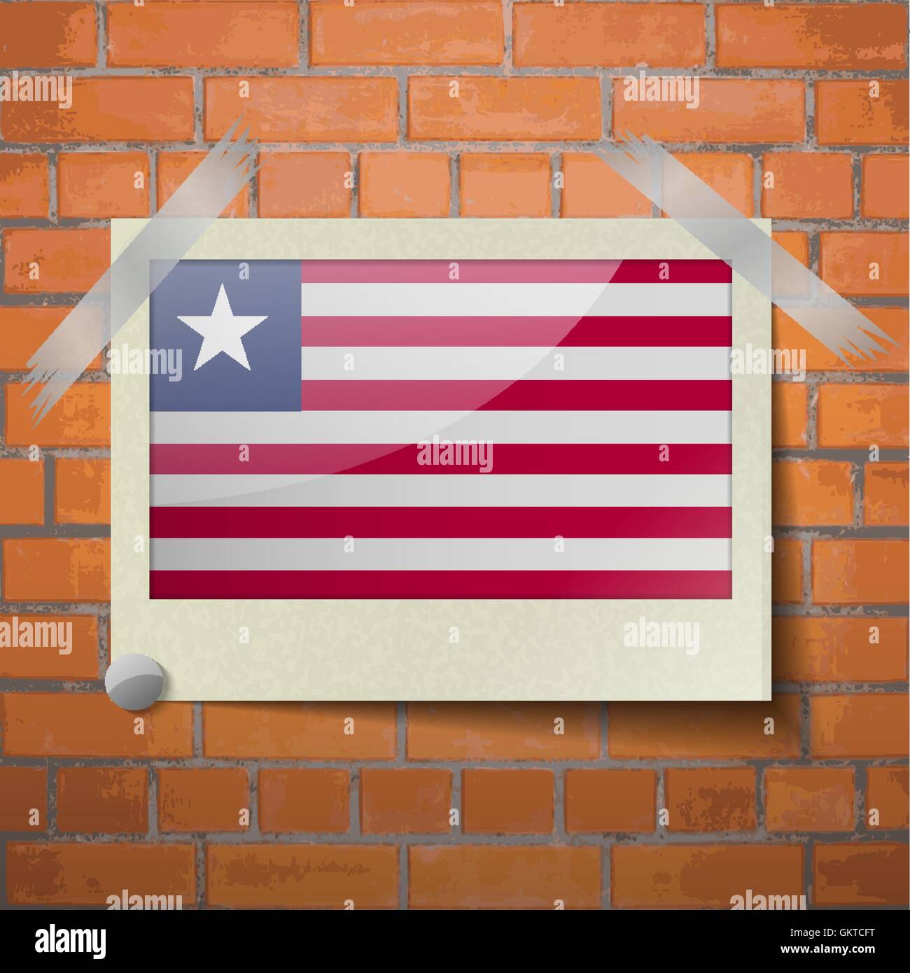 Flags Liberia scotch taped to a red brick wall Stock Vector Image & Art ...