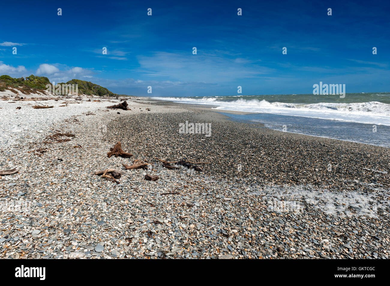 Pebble beach of Tauparikaka Marine Reserve, Haast, New Zealand Stock ...