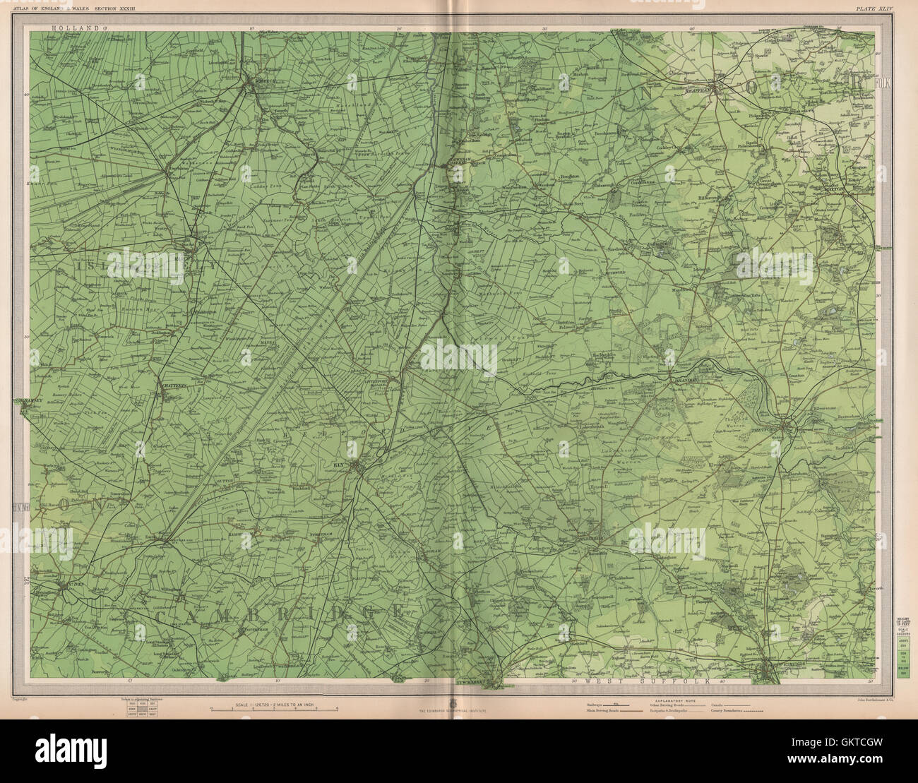 THE FENS. Cambridgeshire Isle of Ely Thetford Swaffham East Anglia, 1903 map Stock Photo