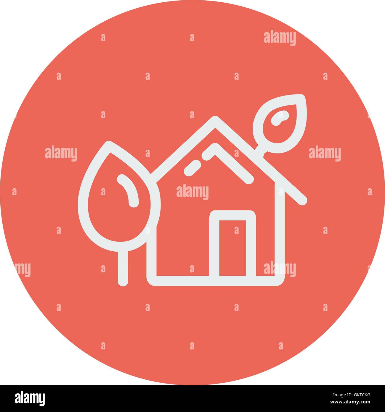 House with leaves thin line icon Stock Vector Image & Art - Alamy