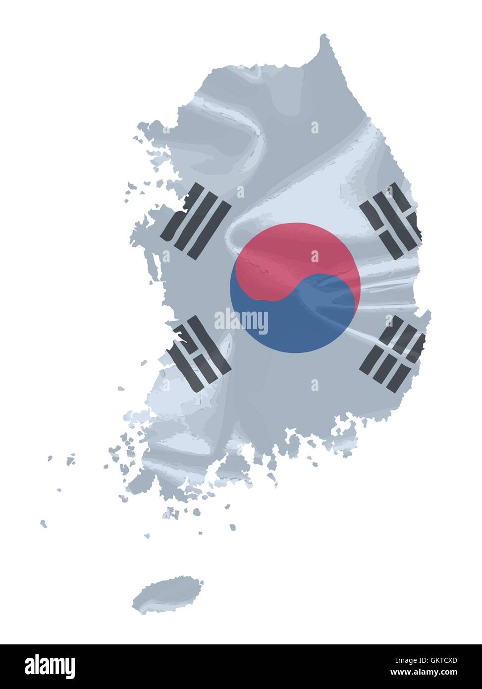 South Korean Flag Map Stock Vector