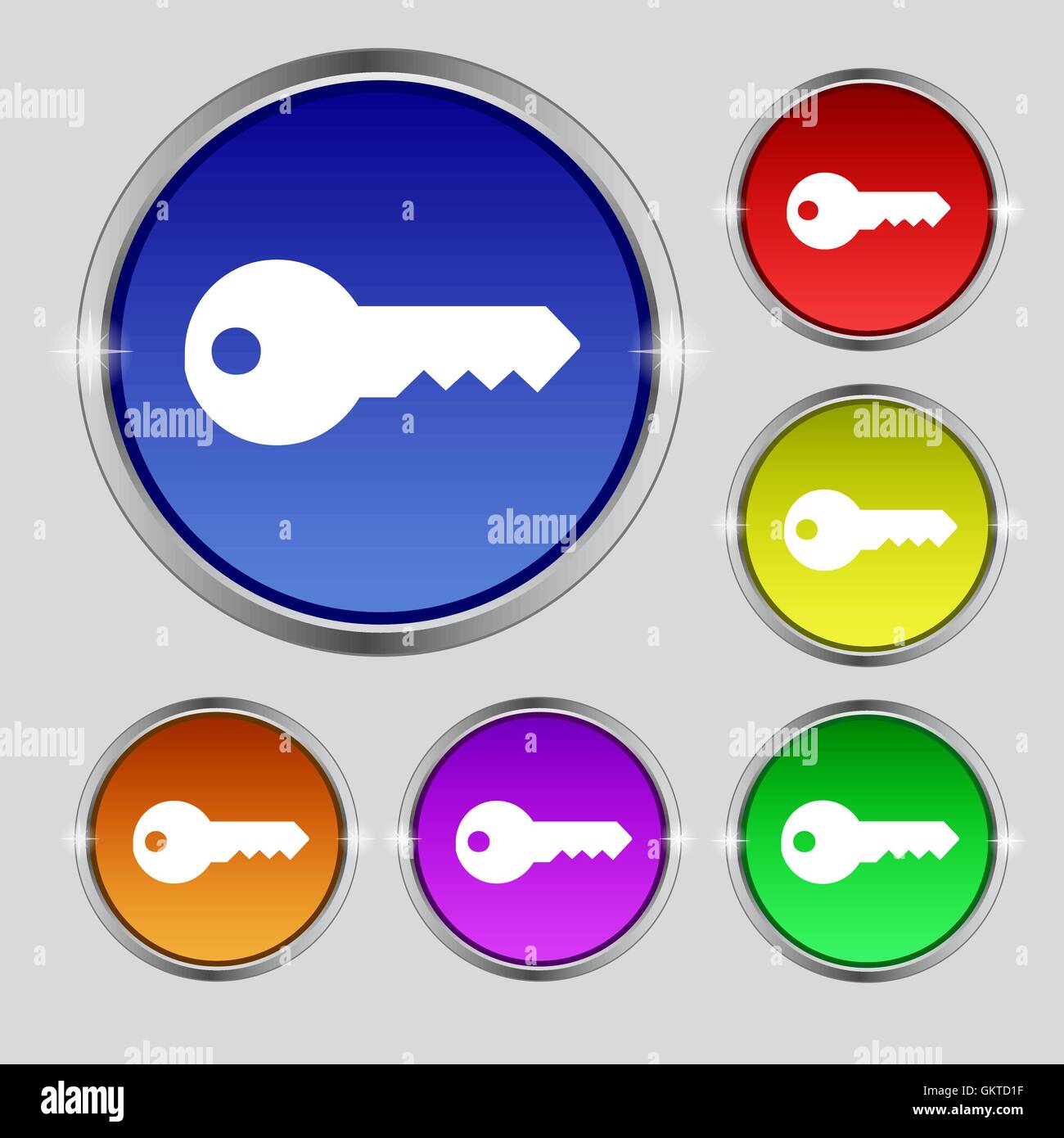 key icon sign. Round symbol on bright colourful buttons. Vector Stock ...