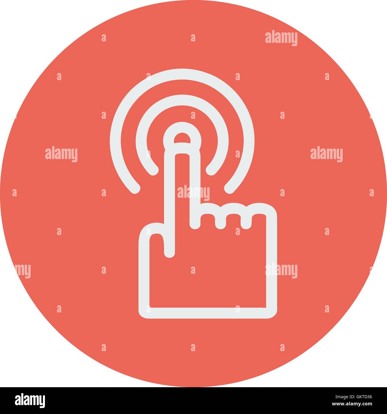 Finger pressing circles thin line icon Stock Vector