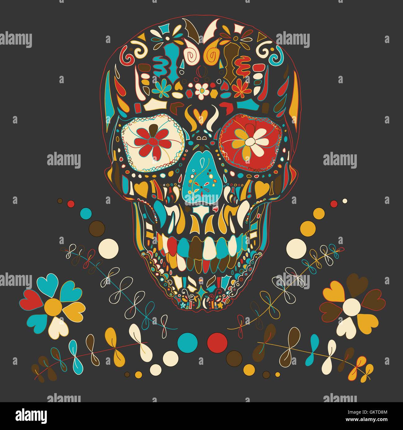 Skull with floral ornament .Vector illustration Stock Vector Image ...