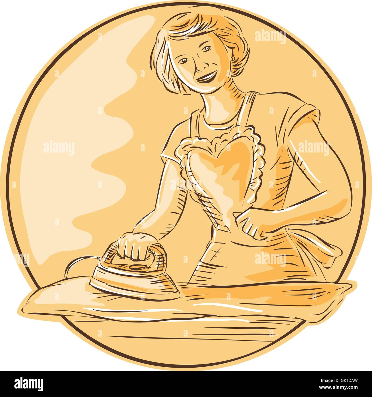Homemaker Ironing Clothes Vintage Etching Stock Vector Image & Art Alamy