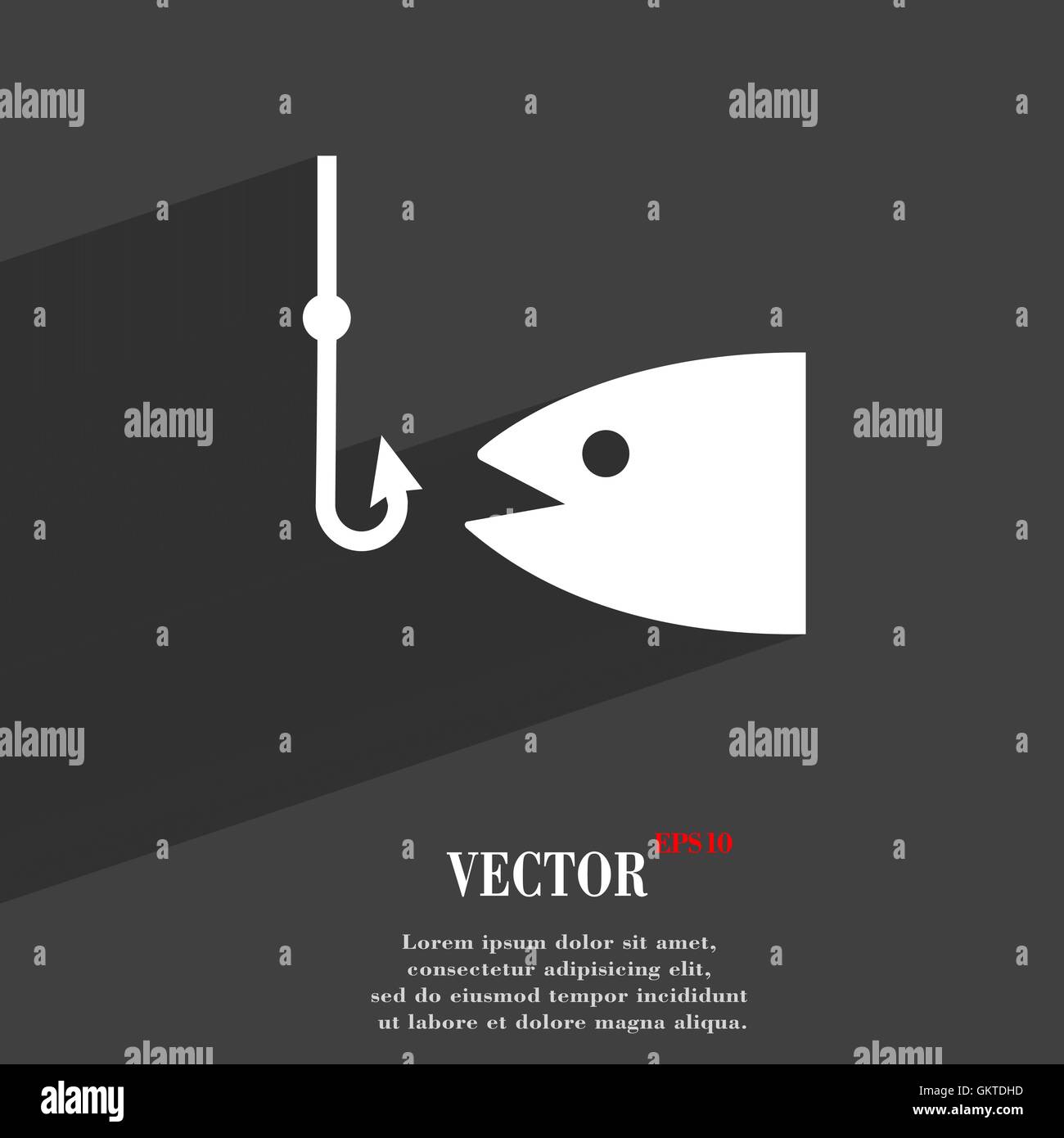 Fishing icon symbol Flat modern web design with long shadow and space ...