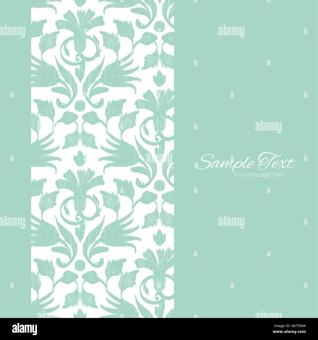 Vector abstract green ikat vertical frame seamless pattern backg Stock Vector