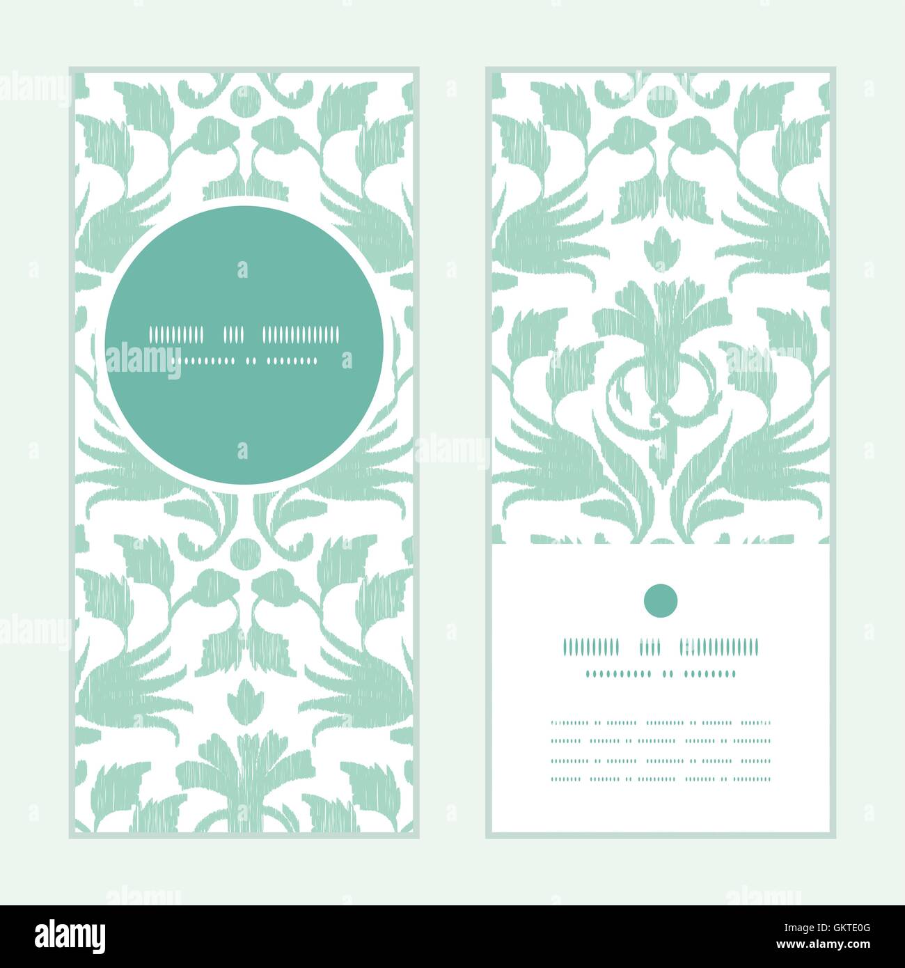 Vector abstract green ikat vertical round frame pattern invitati Stock ...
