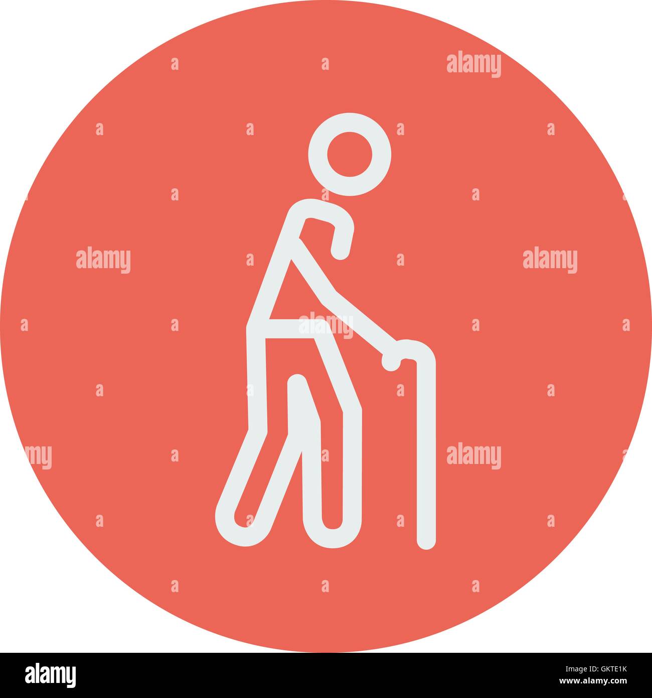 Man with cane thin line icon Stock Vector