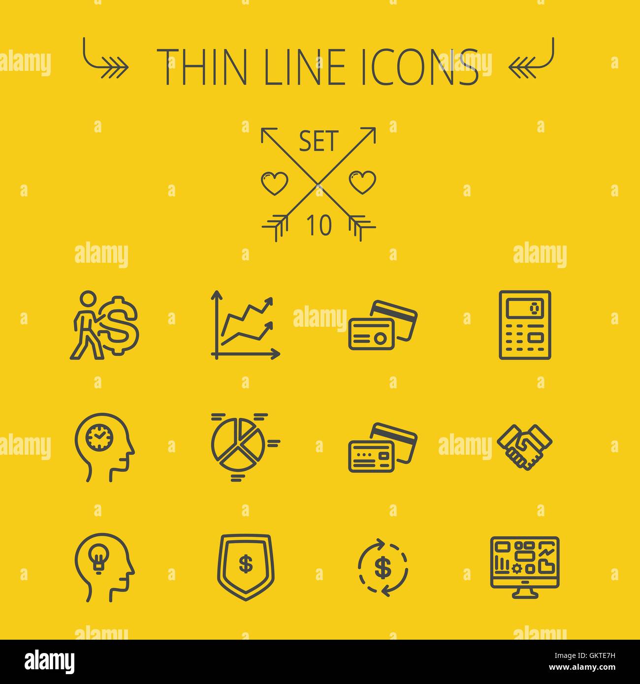 Business thin line icon set Stock Vector