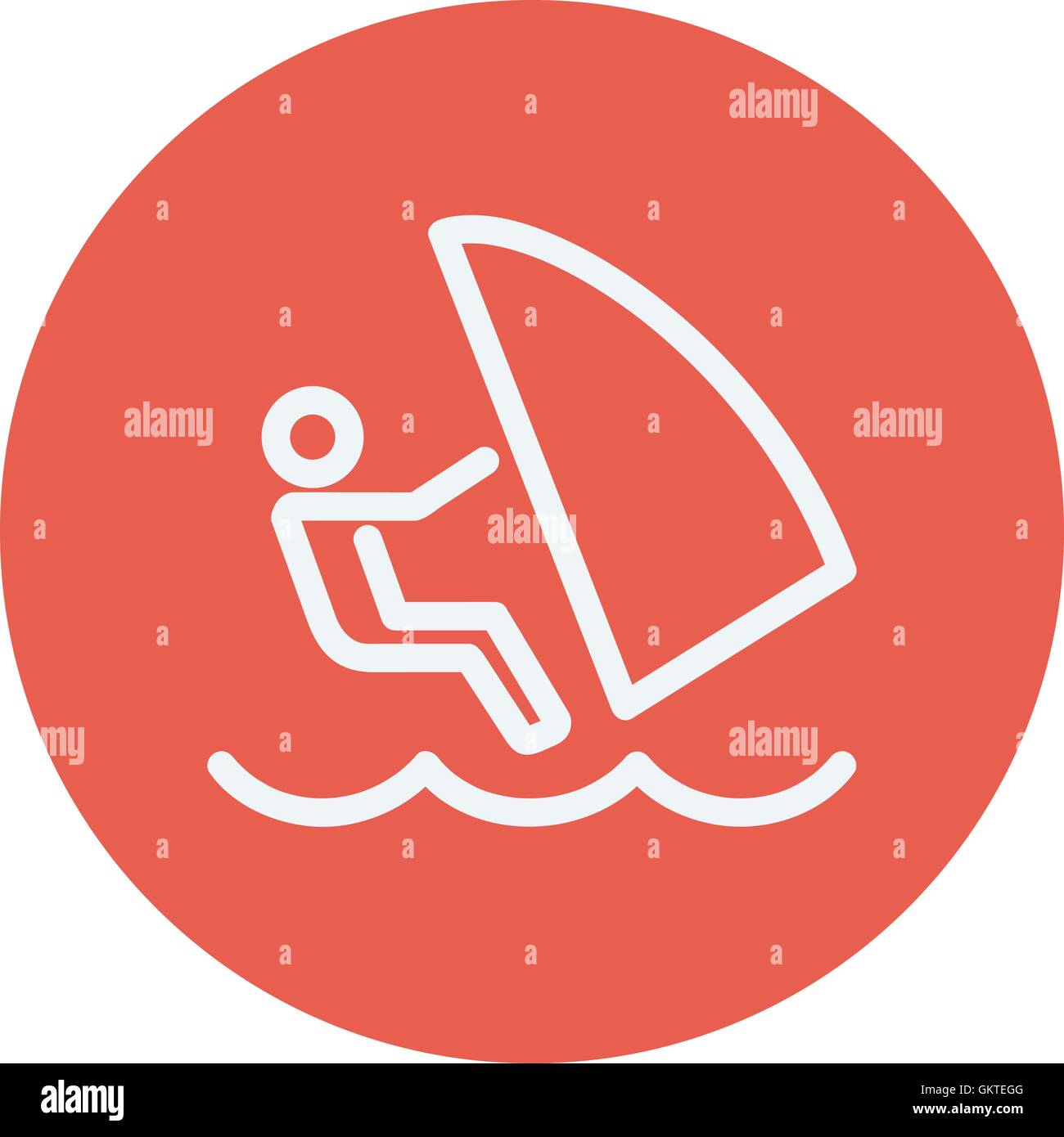 Wind surfing thin line icon Stock Vector