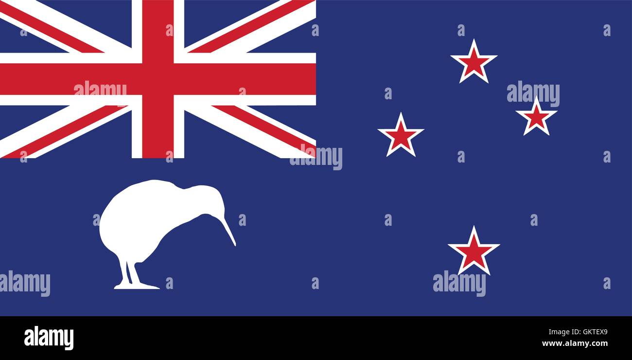 New Zealand Flag With Kiwi Stock Vector Image & Art Alamy