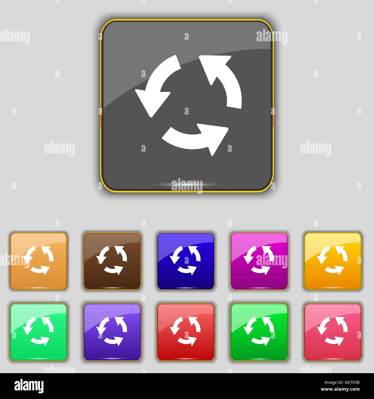 Refresh icon sign. Set with eleven colored buttons for your site ...