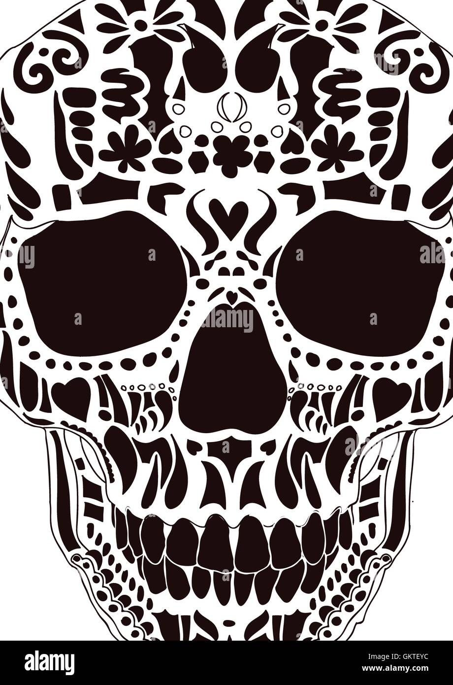 Ornamental scull as abstract floral illustration on background for design Stock Vector