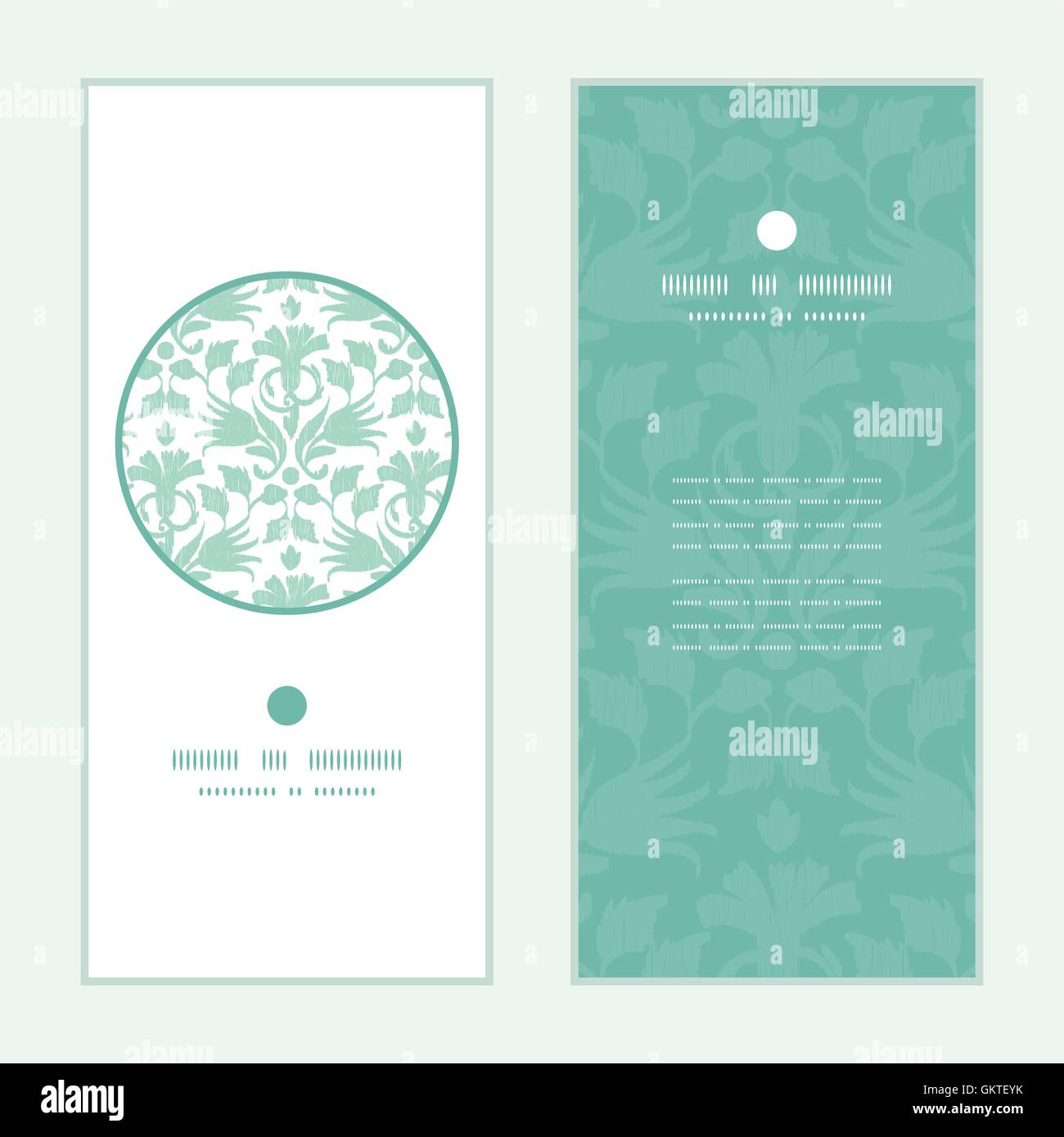 Vector abstract green ikat vertical round frame pattern invitati Stock ...