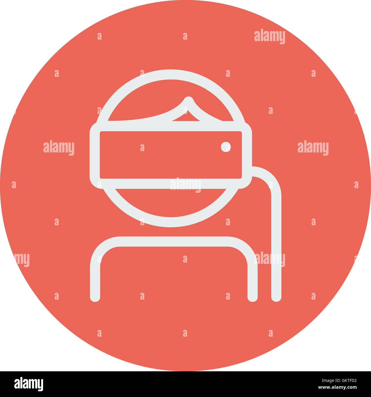 Young lady is using virtual reality headset thin line icon Stock Vector ...